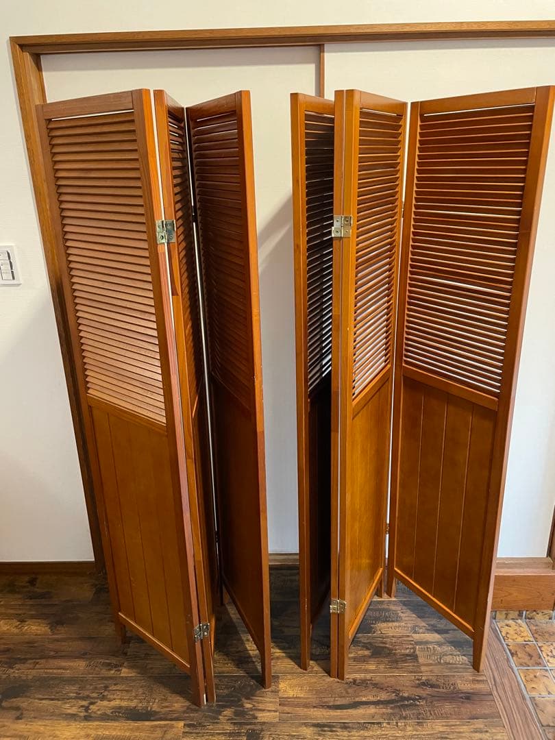 天然木スクリーン(パーテーション/衝立) 3連と4連 ペア高さ160cm 木製