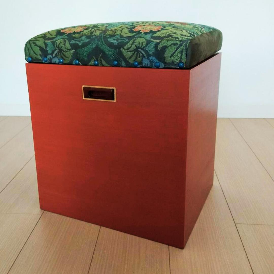 Sale【張替え未使用品】昭和鏡台丸スツール・ブラックトーン