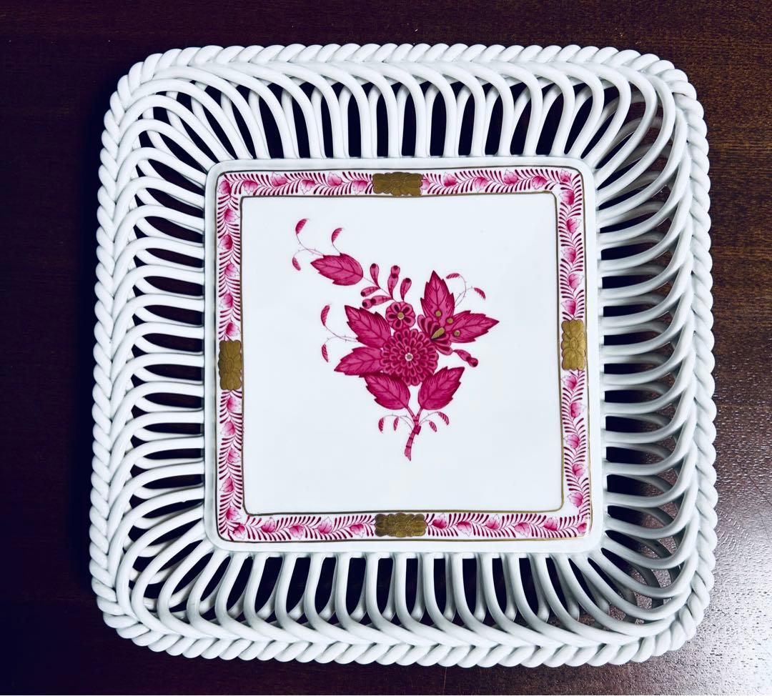 ヘレンド　ヌードルワーク　スパゲッティワーク　透編　ヘレンド アポニー　ピンク