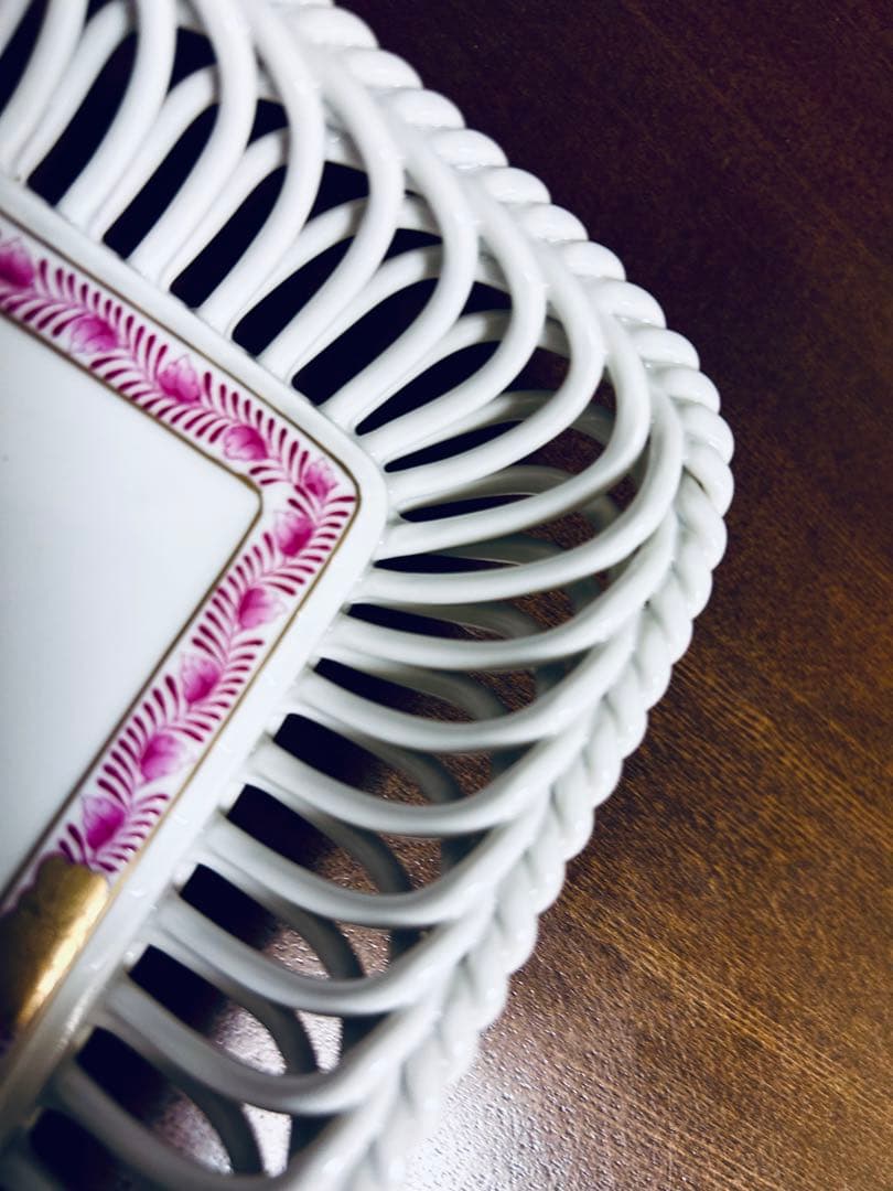 ヘレンド　ヌードルワーク　スパゲッティワーク　透編　ヘレンド アポニー　ピンク