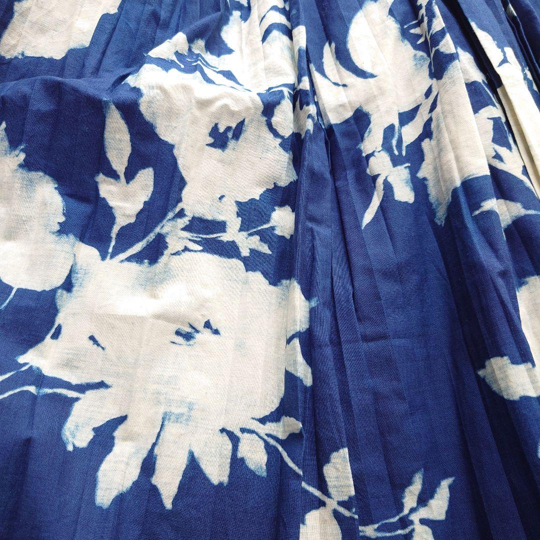 45R 藍染　抜染　プリーツスカート
