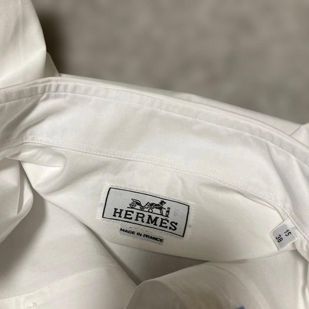 HERMES 白シャツ.セリエボタン★38.M.フランス製.クリーニング済
