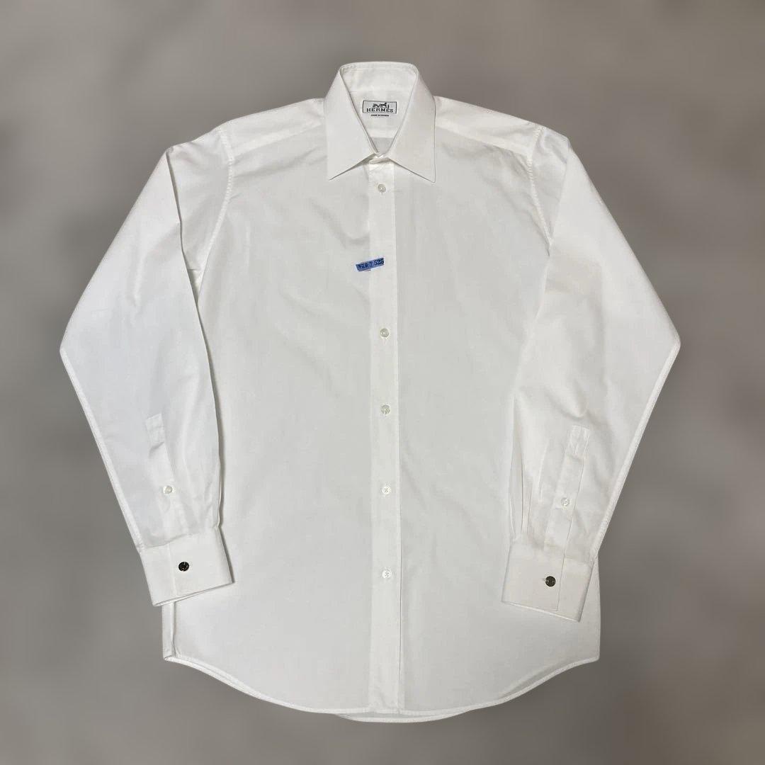 HERMES 白シャツ.セリエボタン★38.M.フランス製.クリーニング済