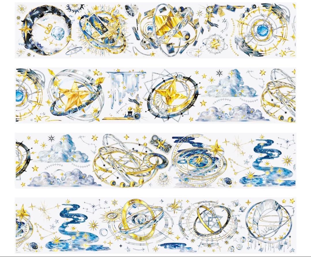 【9109】海外　マスキングテープ　3/5/巻　貝殻光惑星　軌道　星雲　装飾系