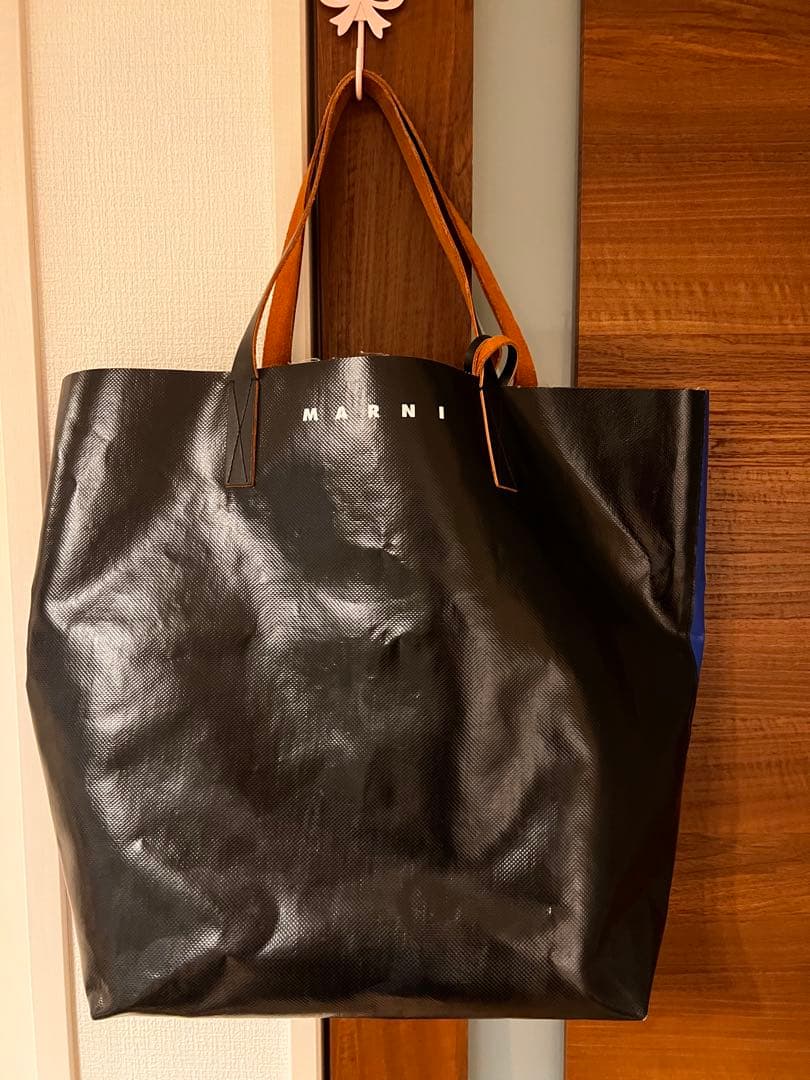 MARNI PVCトートバッグ 黒 青