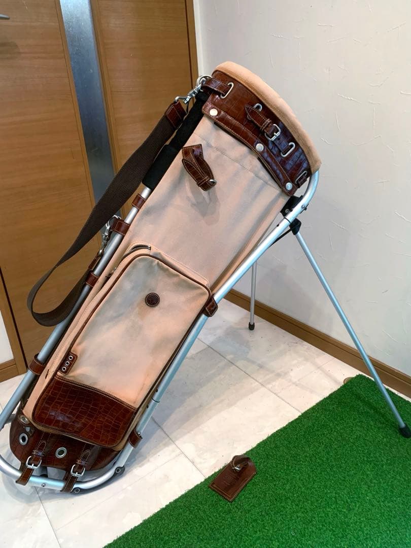 希少　木ノ庄帆布　ミズノ　フレームウォーカー　スタンドキャディバッグ　本革レザー
