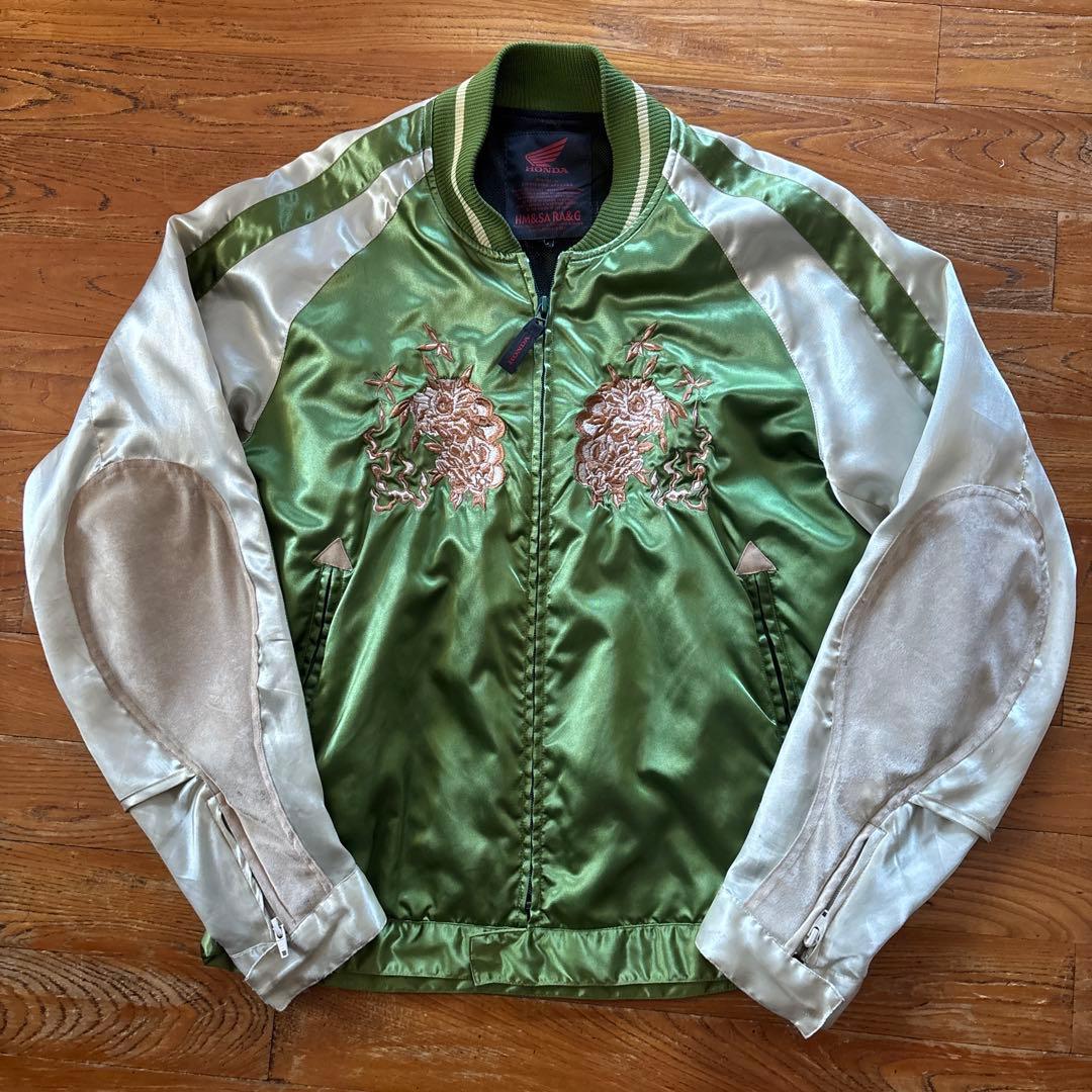 レア HONDA シンイチロウアラカワ スカジャン L 緑 バイカー コラボ