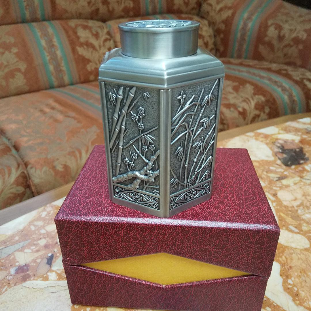 新品未使用 中国 茶葉入れ 鉄瓶 竹 笹 松