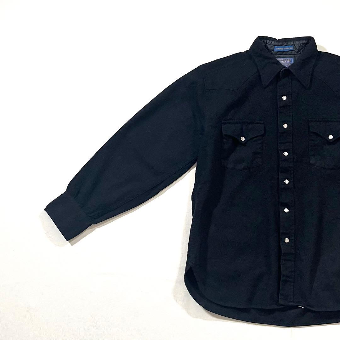 【70s】ペンドルトン　ウール ウェスタン シャツ　無地　ブラック　ヴィンテージ