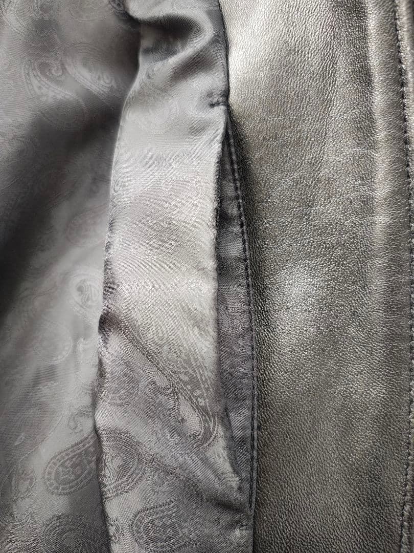 【TETE HOMME】ラムレザーシングルライダースジャケット　レザーブルゾン