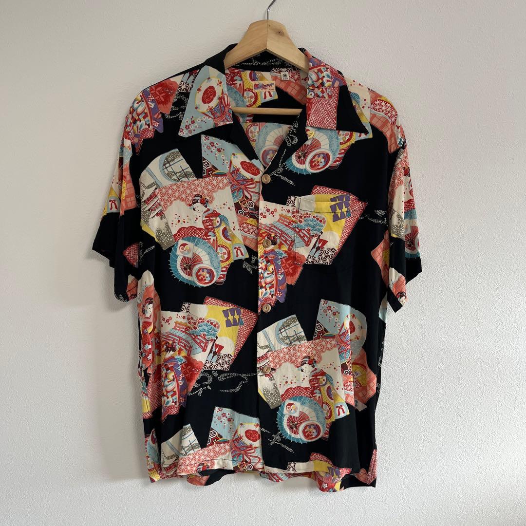 ラ*ン様 Sun Surf アロハシャツ 和柄 縮緬 舞妓