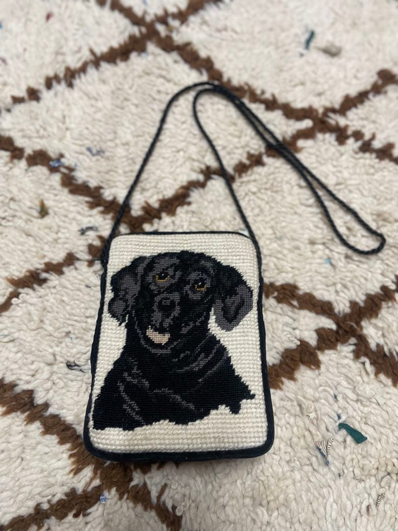 vintage 犬刺繍バック ポシェットnitako needlepoint