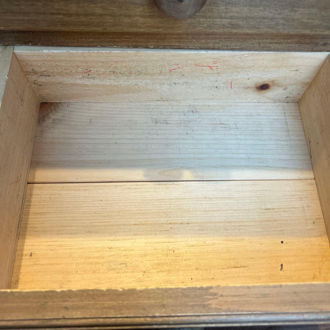 カントリー家具　ローテーブル　キャビネット　引き出し　オープン収納