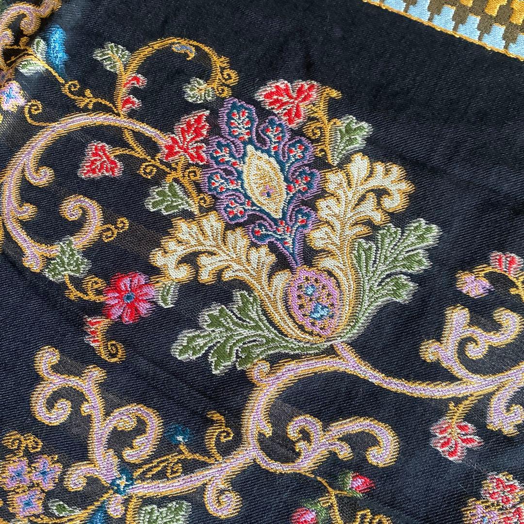 ETRO エトロ 刺繍入り 大判 ストール 花モチーフ イタリア製