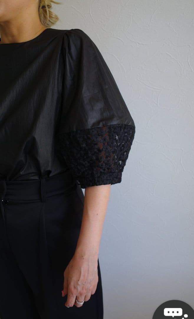 トップス eLLa lantern flower race blouse (black)