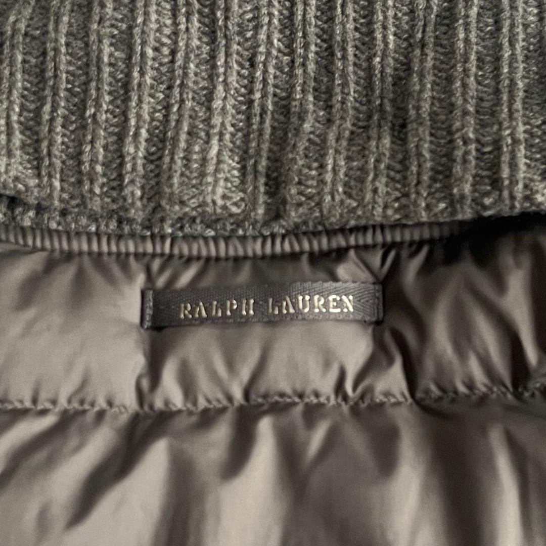 【ラルフローレン】ダウンベスト カシミヤ混　ニット リブ ショールカラー グレー