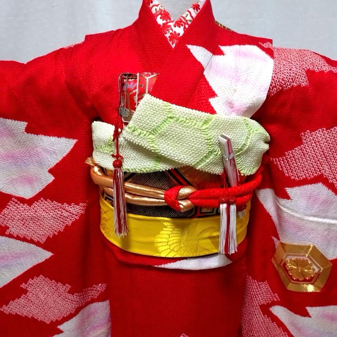 七五三　7歳　正絹着物　袋帯、長襦袢、小物セット　 18ー12