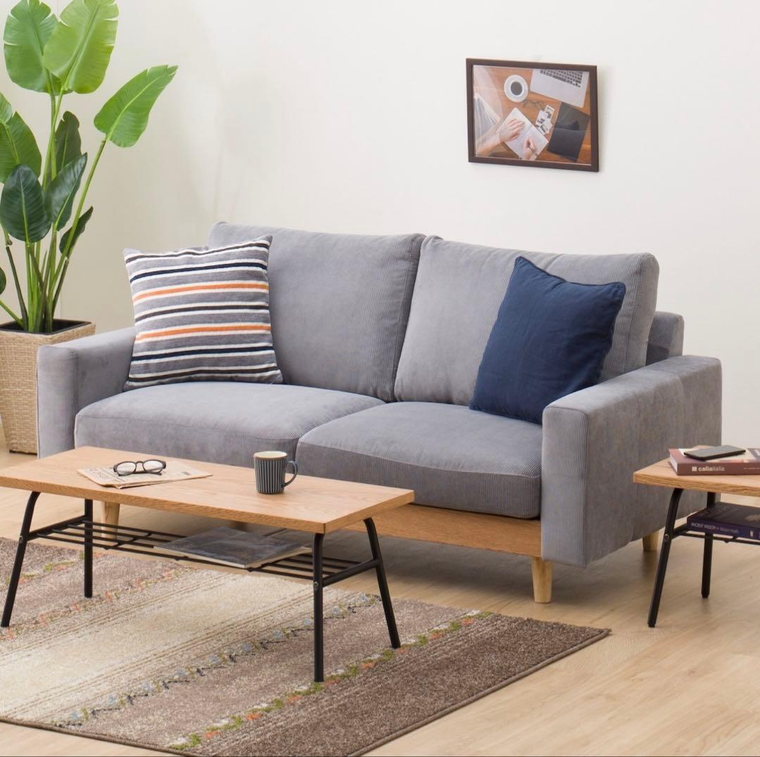 【引き取り限定】ニトリ2.5人用布張りワイドソファ　川崎市