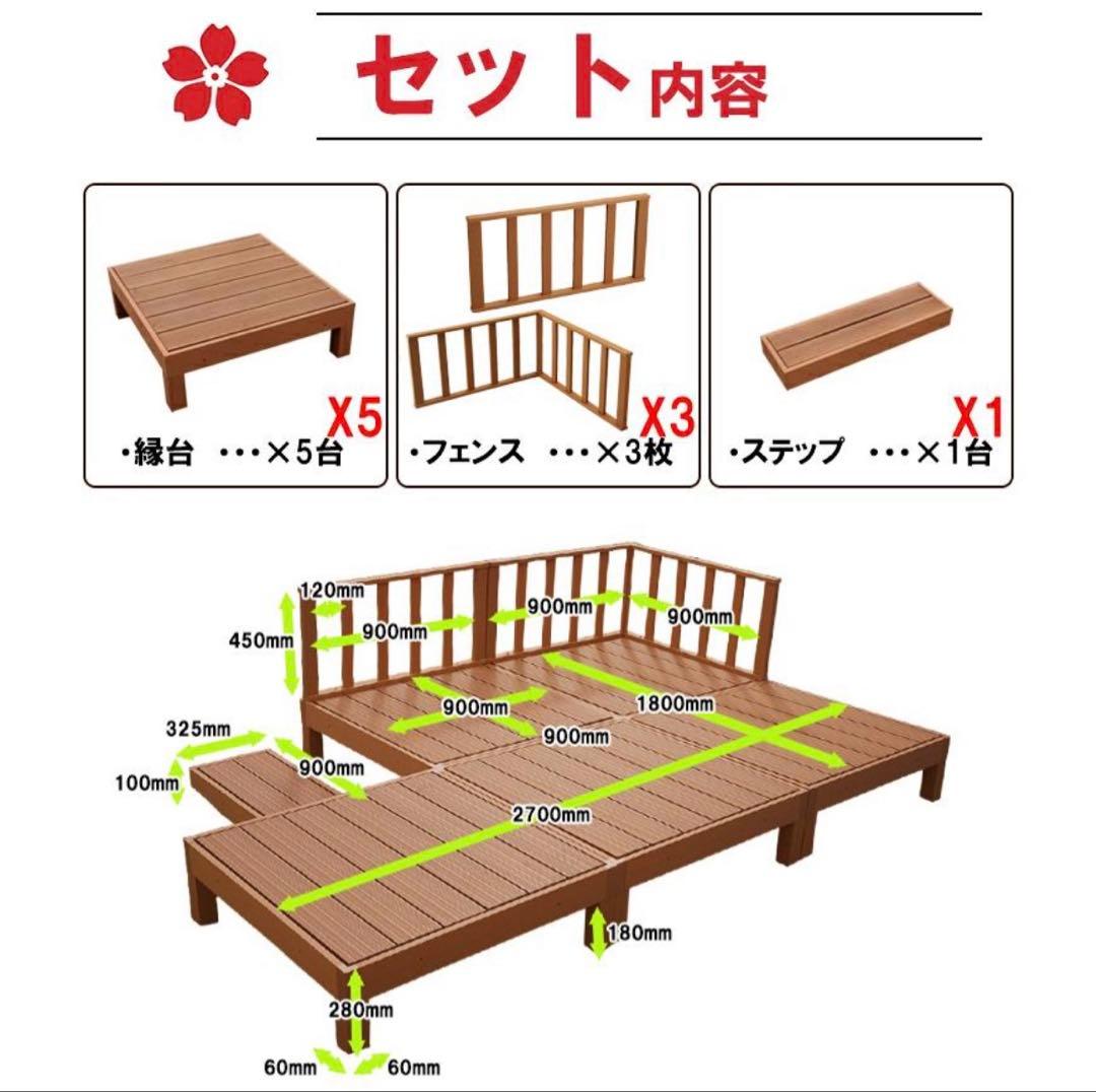 値下げ中★新品未使用★人工木ウッドデッキ12点セット1.25坪グッドライフウッド