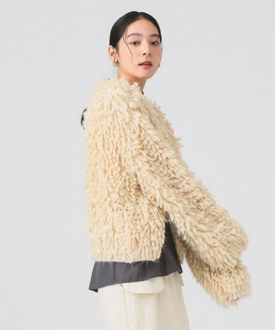 Ray BEAMS ミックス ループ編み ニット ジャケット