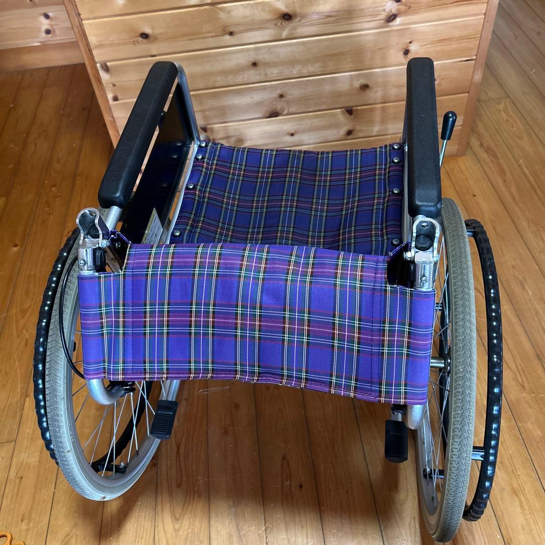 カワムラサイクル 介助用車椅子 自走式 折りたたみ式 介護 チェック柄