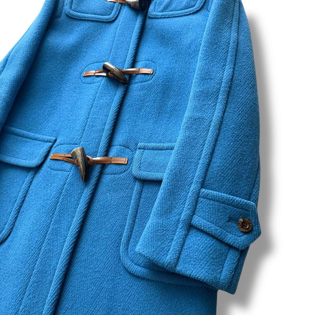 美品 OLD ENGLAND ヘリンボーン生地ダッフルコート ブルー