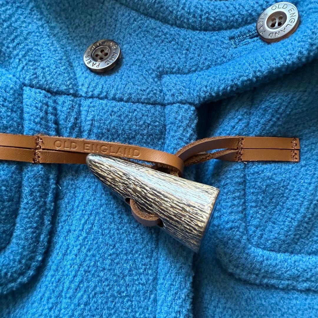 美品 OLD ENGLAND ヘリンボーン生地ダッフルコート ブルー