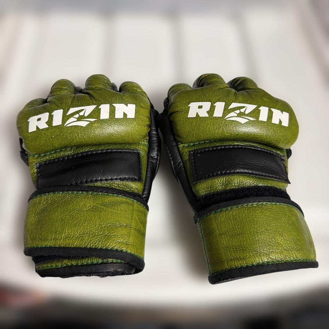 RIZIN オープンフィンガーグローブ オリーブグリーンSサイズ