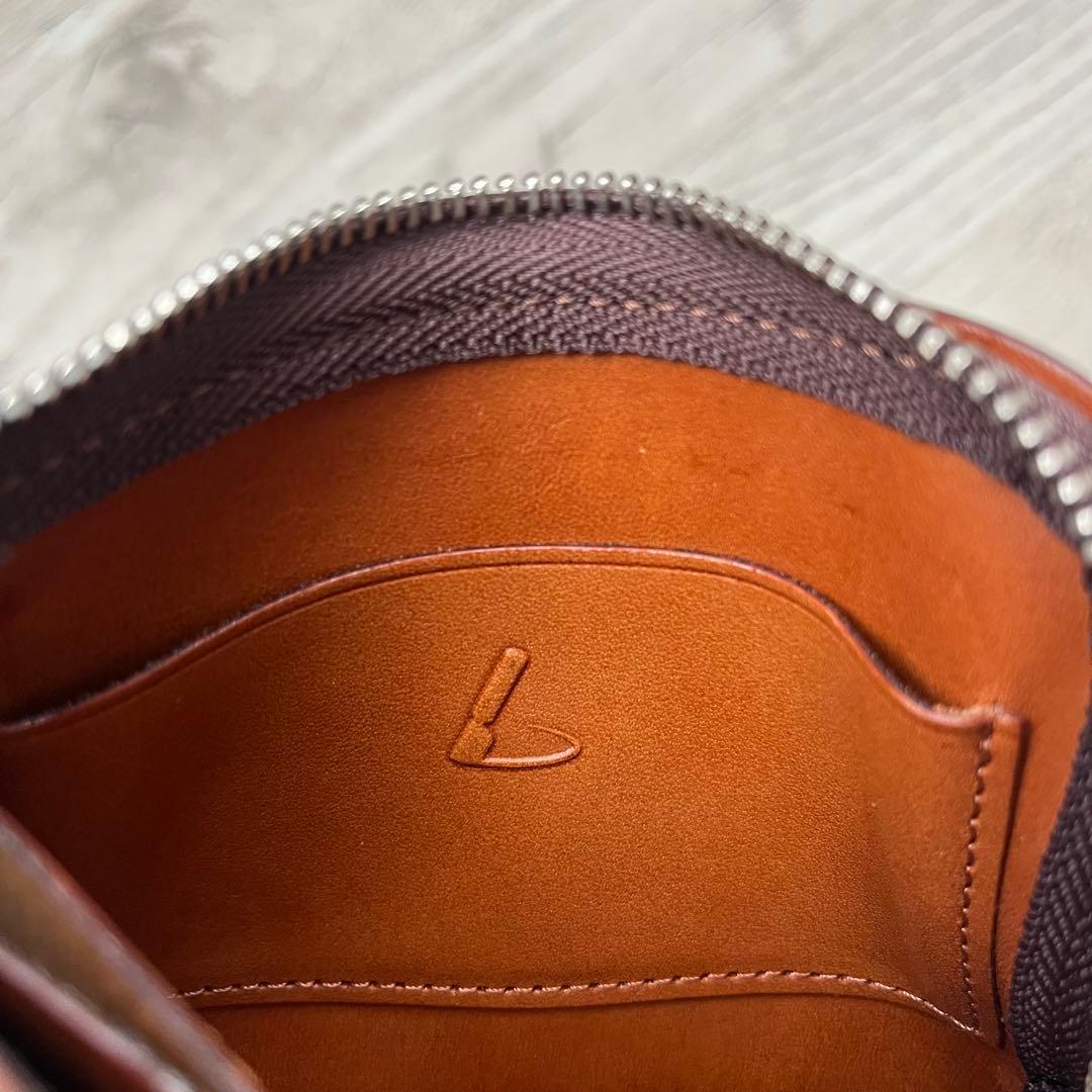 土屋鞄　コードバン　Lファスナー　ミニ財布　馬革　ブラウン レザー ケース