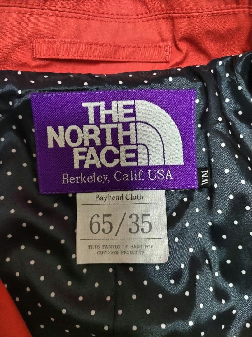 美品　ノースフェイス　パープルレーベル　ステンカラーコート　赤　ドット柄