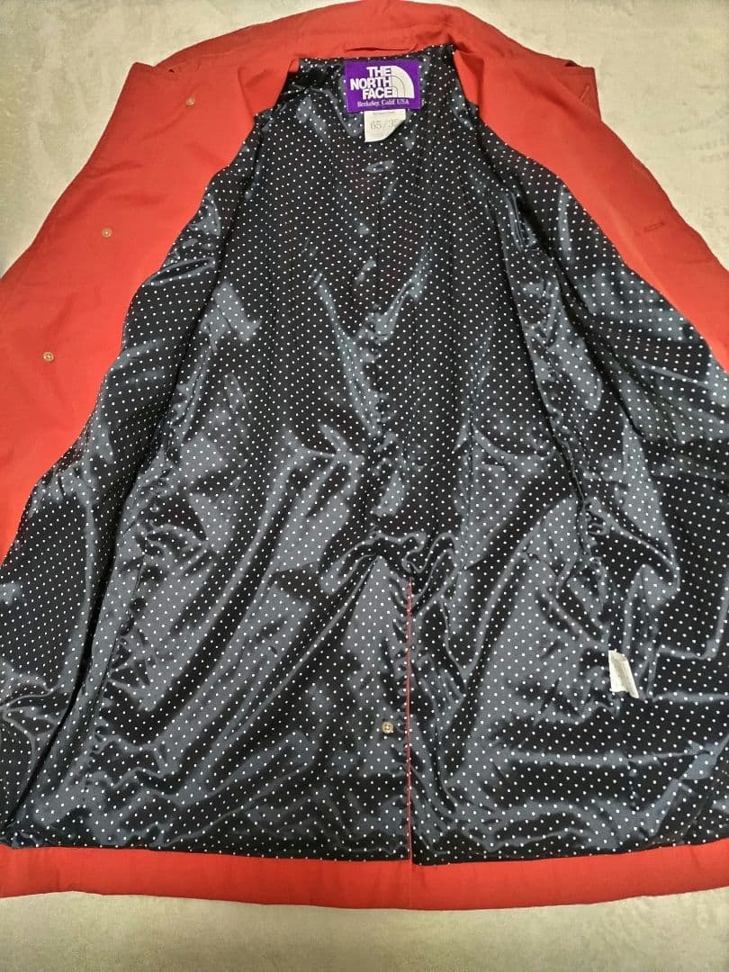 美品　ノースフェイス　パープルレーベル　ステンカラーコート　赤　ドット柄