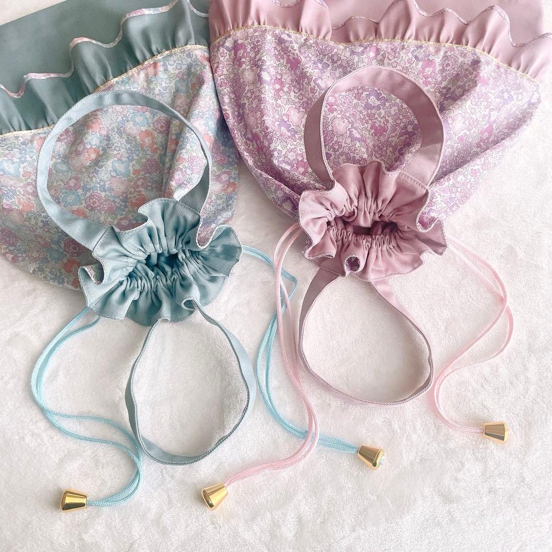 〈38〉mint様　リバティ キラキラミシェル レッスンバッグ 上履き袋