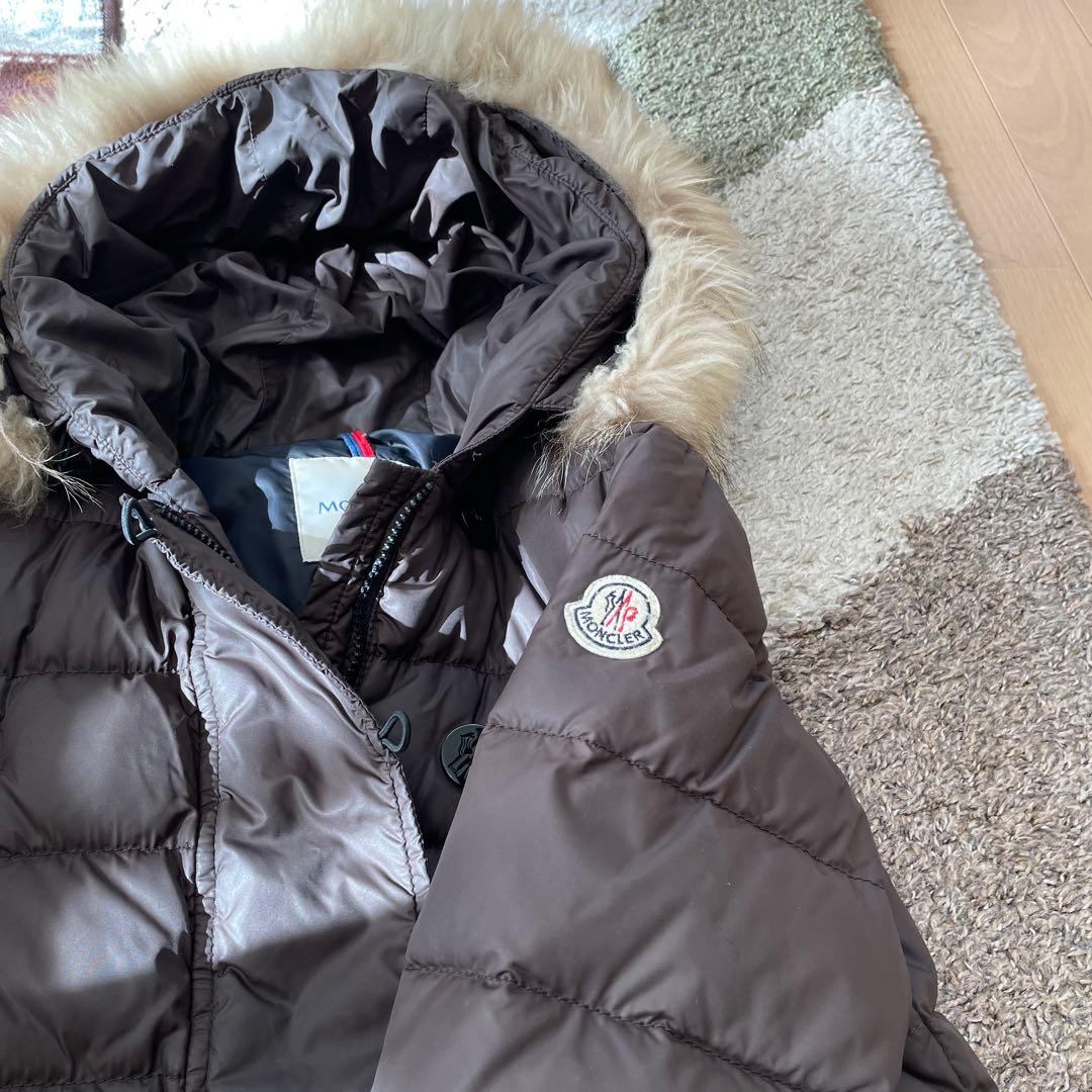 モンクレール　メス　ブラウン ダウンジャケット ファー付　サイズ0