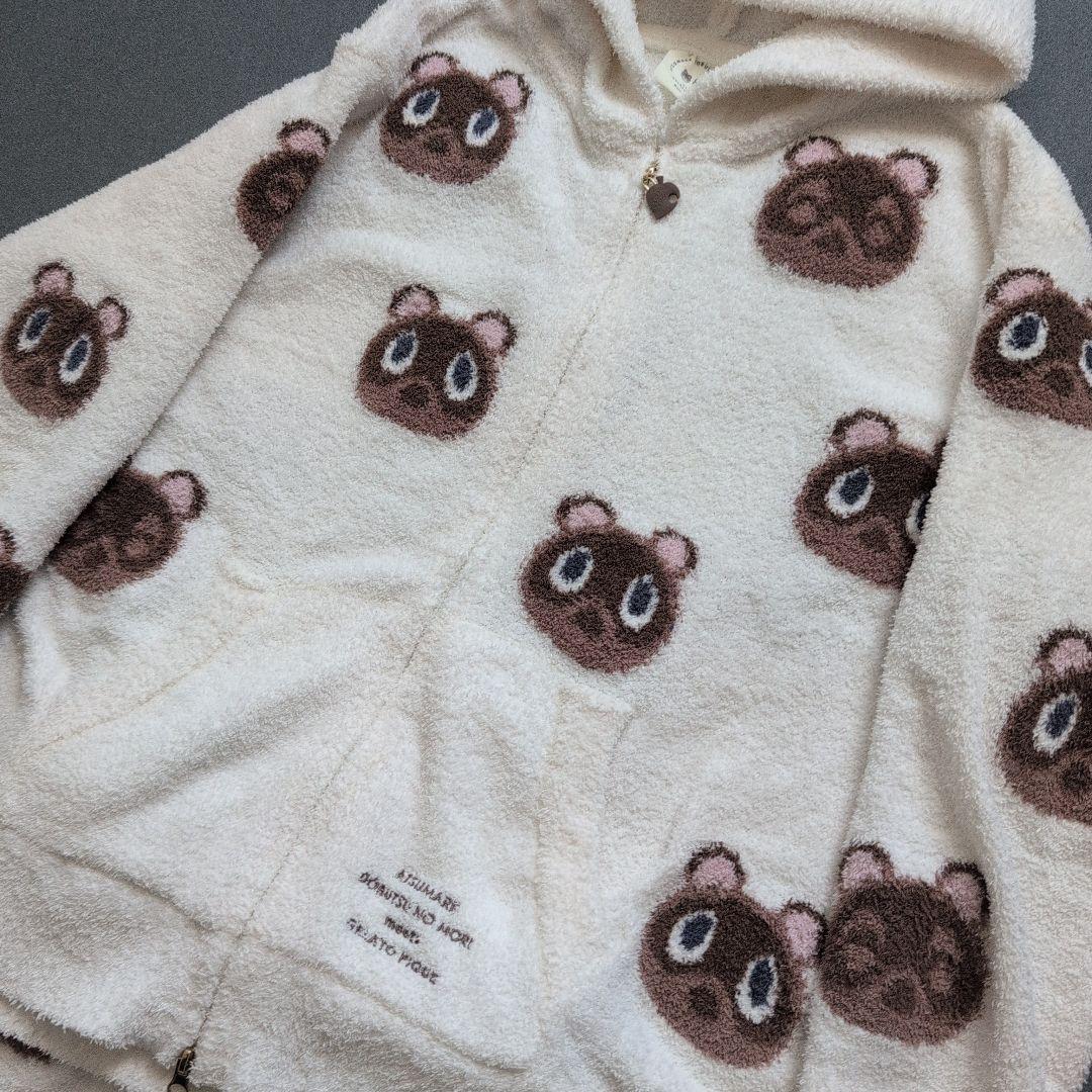 【美品】ジェラートピケ×あつ森 つぶまめジャガードパーカハーフパンツセットアップ