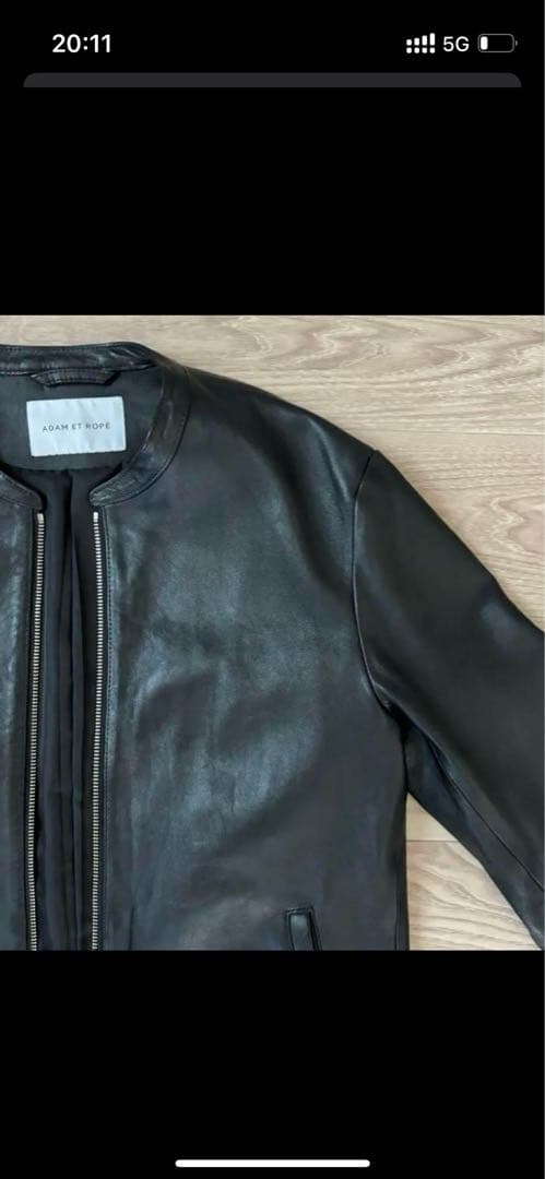 アダムエロペ レザージャケット ノーカラー ライダース　M シープスキン