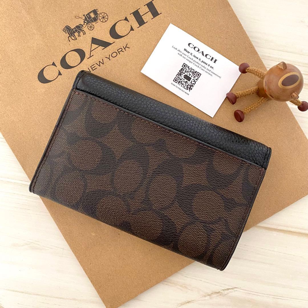 新品　COACH　コーチ 折り財布　ブラック 三つ折り財布