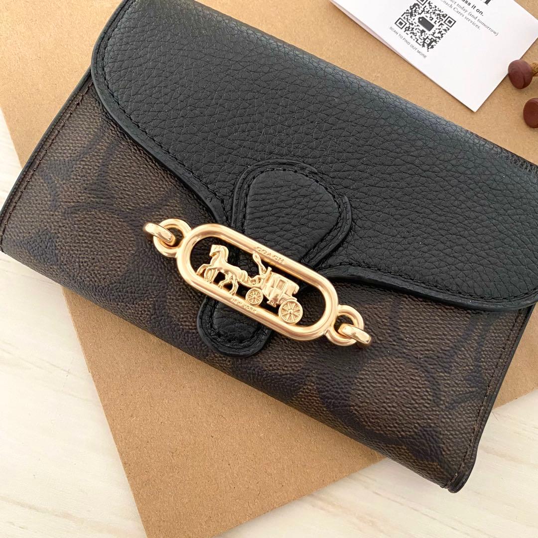 新品　COACH　コーチ 折り財布　ブラック 三つ折り財布