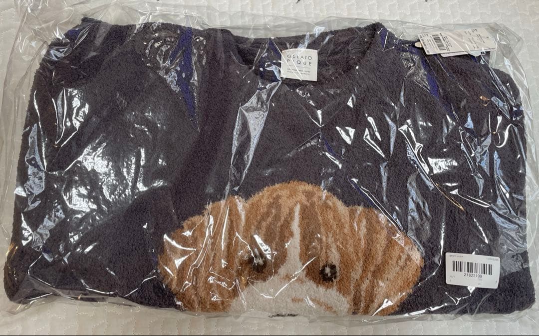 【新品】ジェラートピケ　メレンゲドッグ柄プルオーバー＆ロングパンツ　ビーグル柄