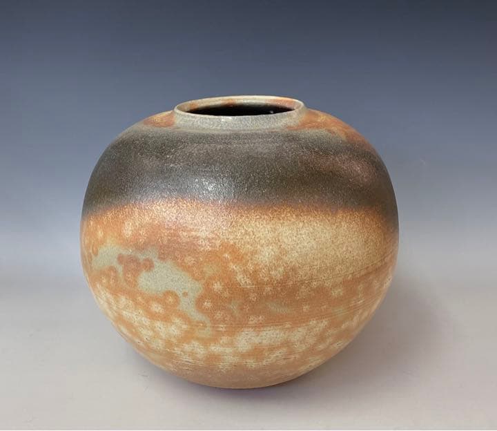 萩焼花瓶　椿秀窯　和仁作　木箱入