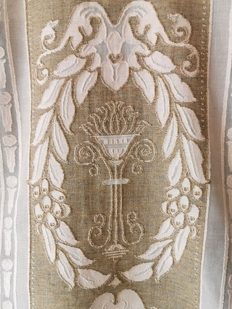 アンティーク英国 レアな杢カーキ 花器 聖火台 オリーブの実 マドラスレース