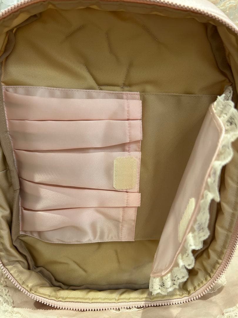 さえらamifie レースポーチ ピンクフリフリ可愛い大●横30×28持ち手入れ