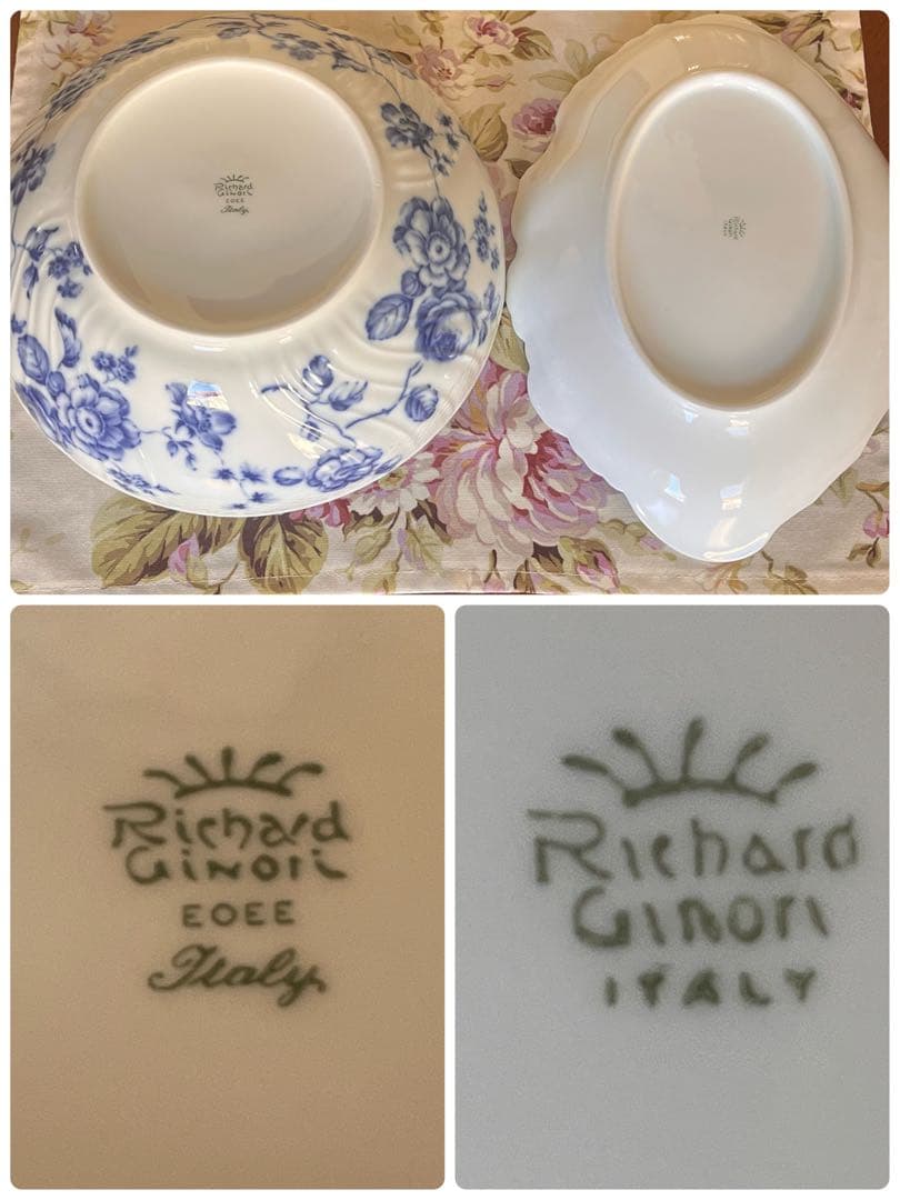 【美品】リチャードジノリ★ローズブルー★ラージボウルとシェルディッシュ