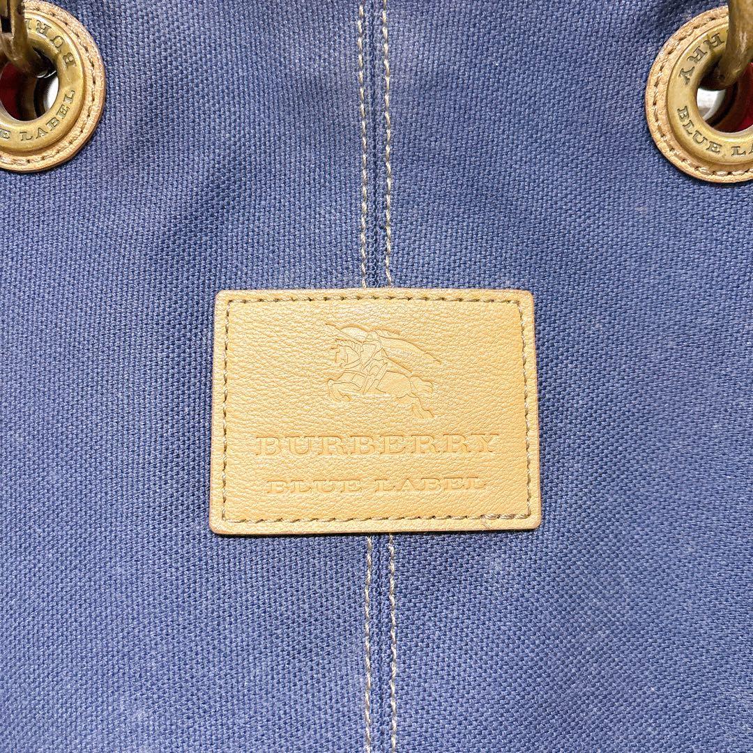 BURBERRY BLUE LABEL トートバッグ ネイビー キャンバス