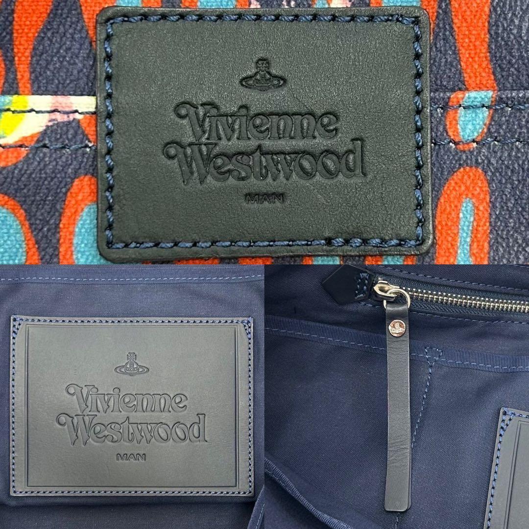 【未使用品級】ヴィヴィアンウエストウッド トートバッグ PVC オーブ 紺 総柄