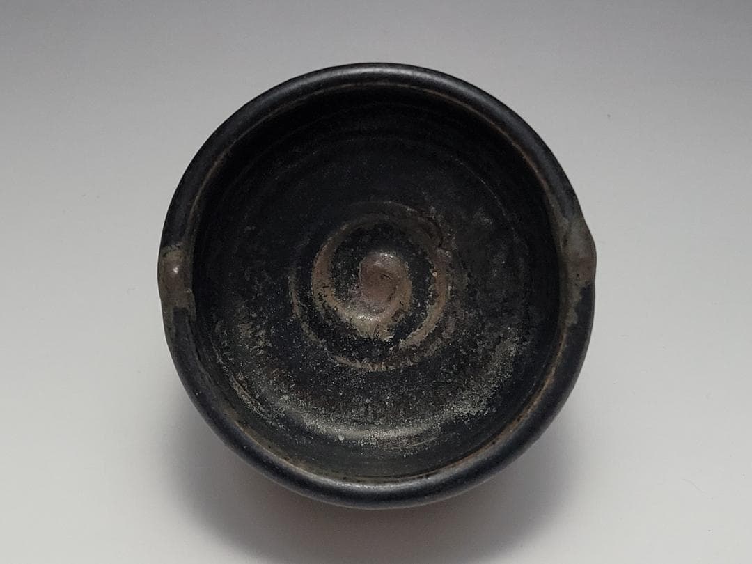 黒釉 竹節型 三足香炉 宋元時代 幅約7.6cm