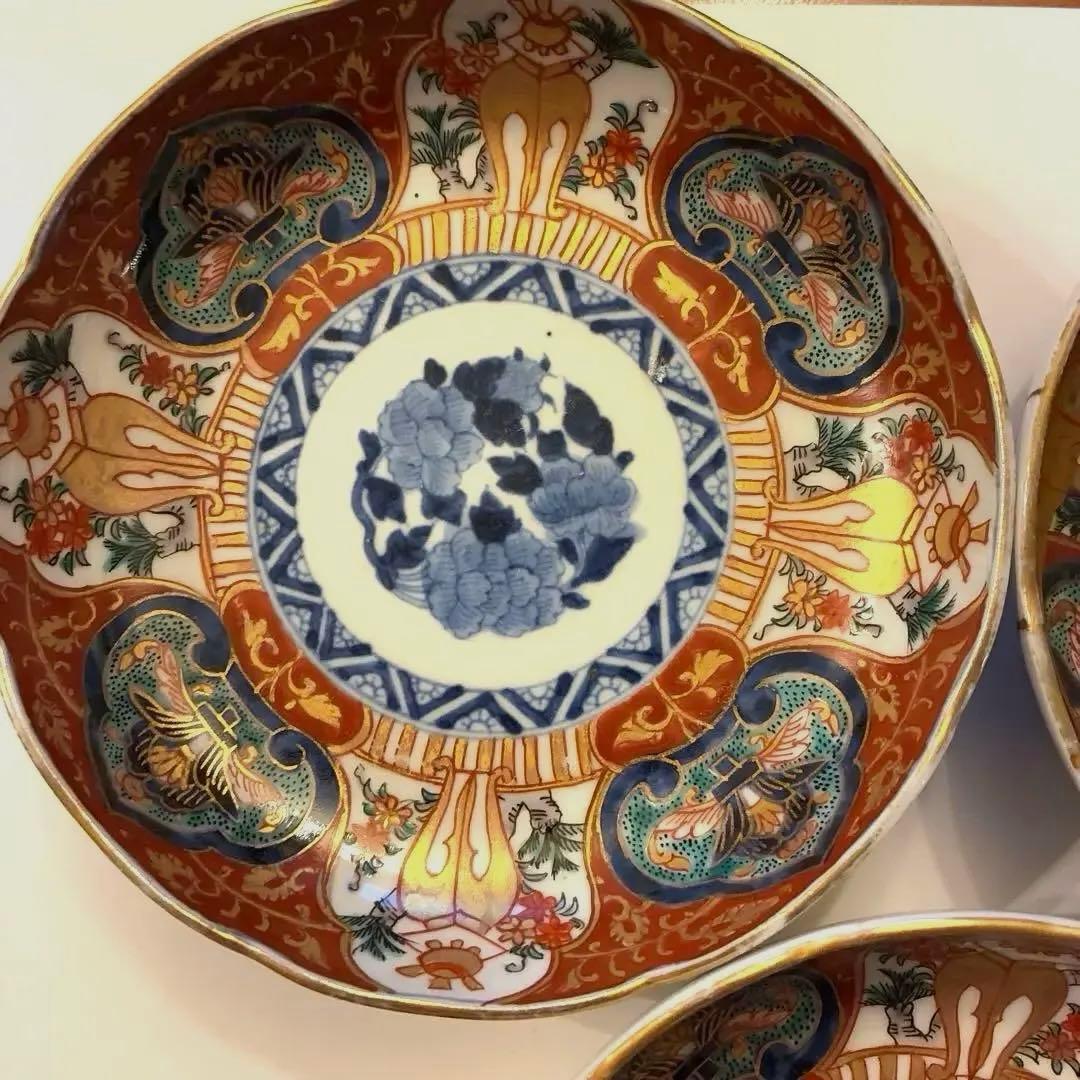 最終　古伊万里　色絵　なます皿　3枚