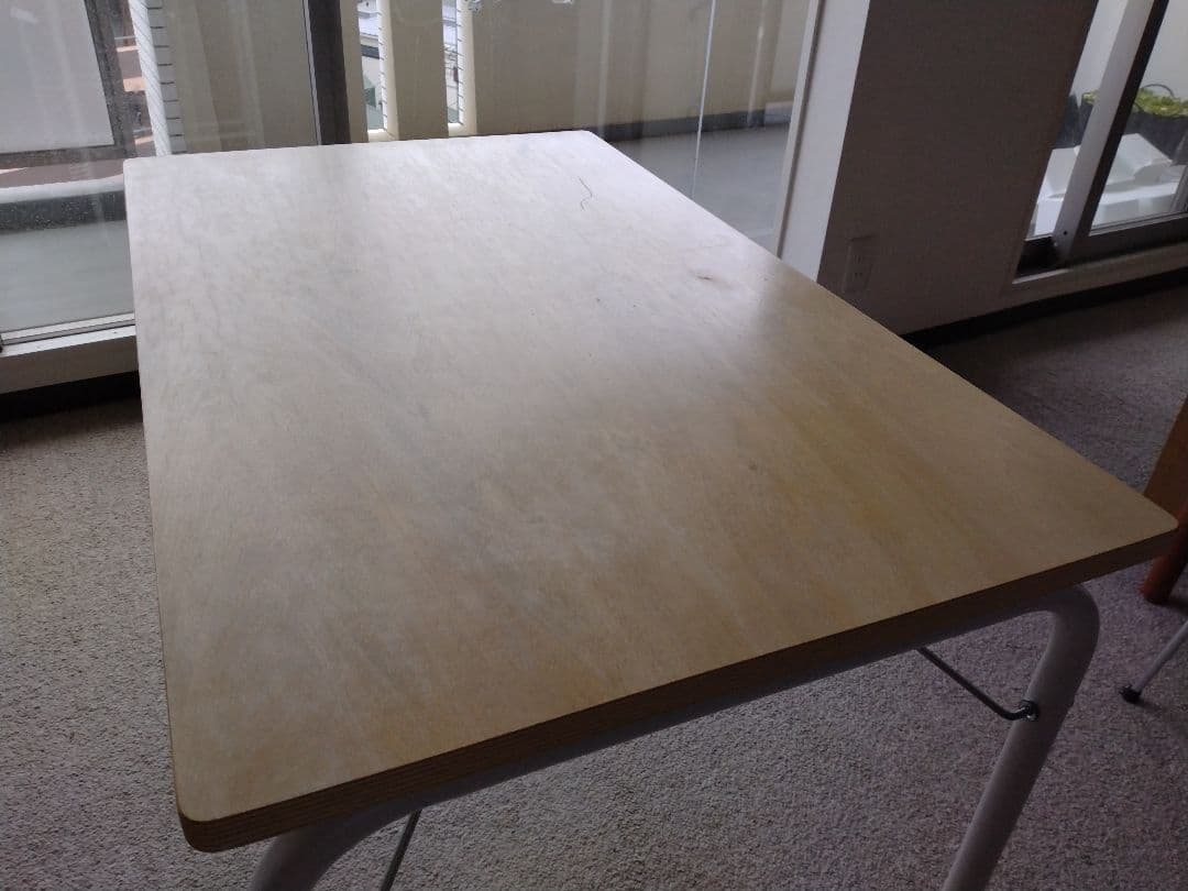 【良品】MUJI無印 スチールパイプテーブルと折りたたみチェア/机デスク椅子/白