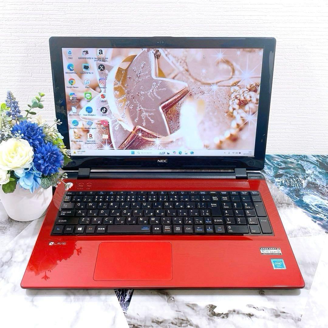 人気機種✨オシャレな赤❤薄型ノートパソコン✨新品SSDで快適✨Windows11
