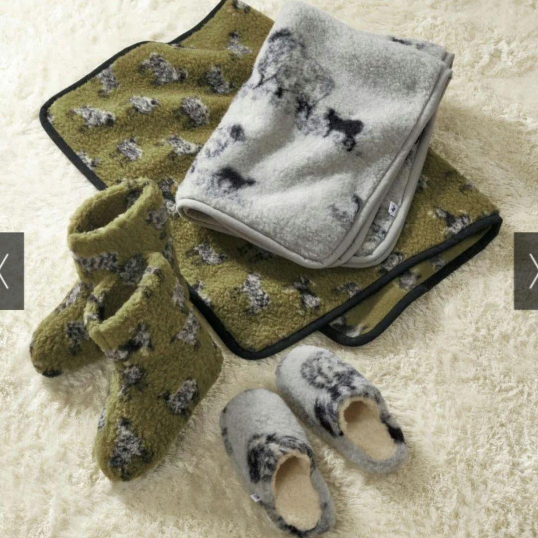 Sheep by the sea ウール ブランケット カーキ 羊