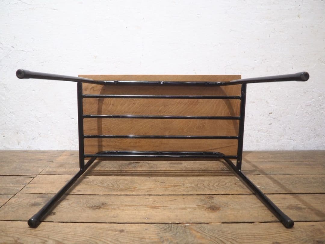 1236 ②古い木と鉄脚のテーブル　デスク　作業台　リメイク　レトロ　ビンテージ